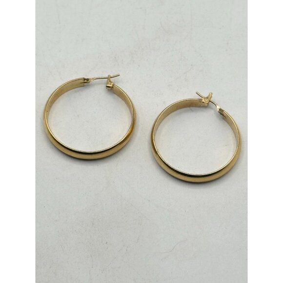 Vintage Monet gold tone Hoop Earrings - Picture 6 of 7